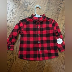 Toddler boy button down Buffalo plaid shirt